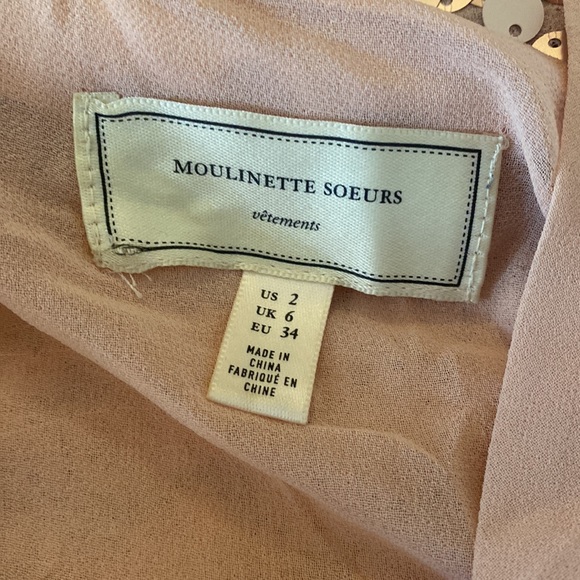 Moulinette Soeurs sz 2 sequin tank top champagne pink small repair at thin strap - Picture 6 of 6